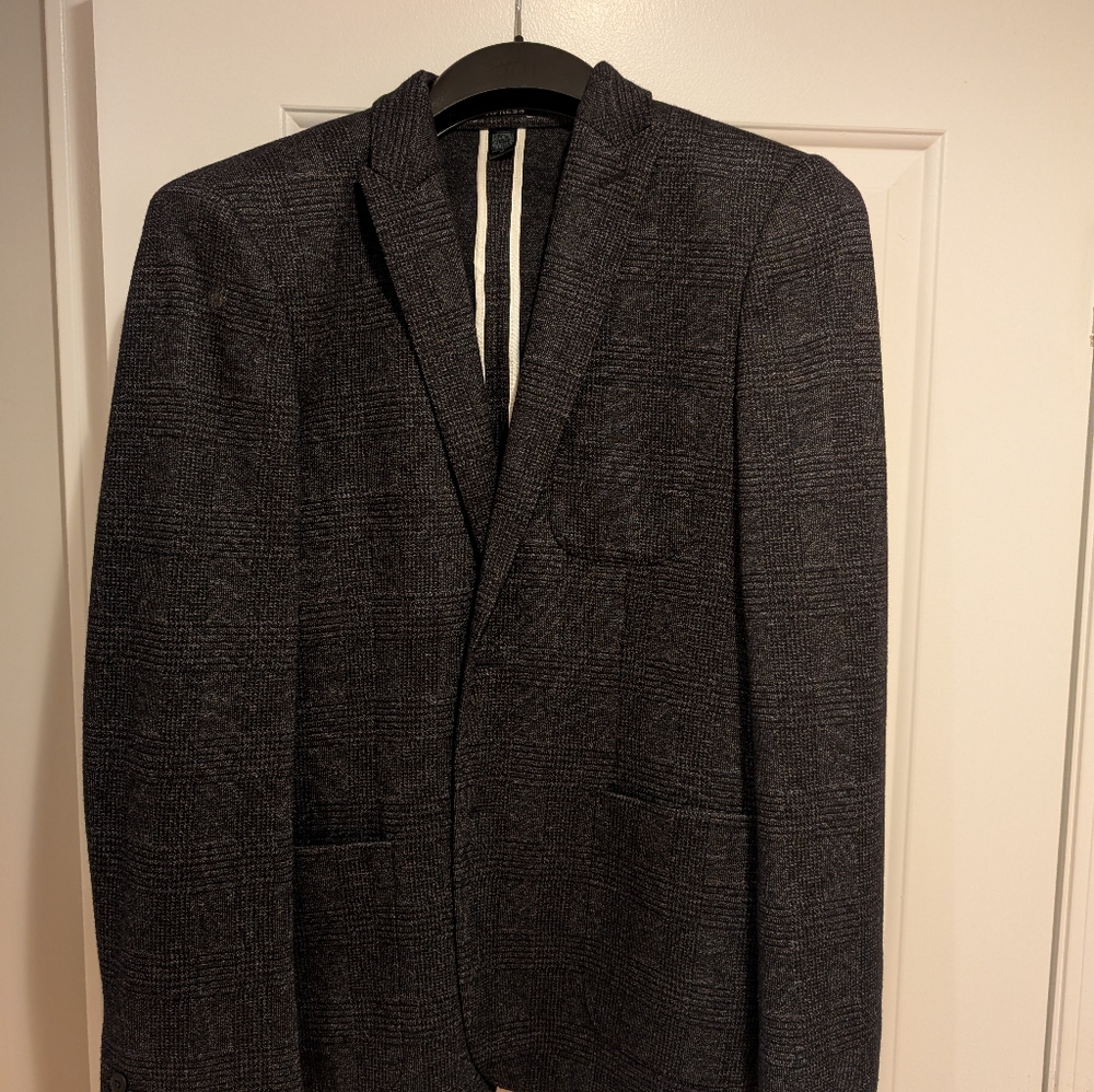 Charcoal Plaid Blazer 38R Extra Slim